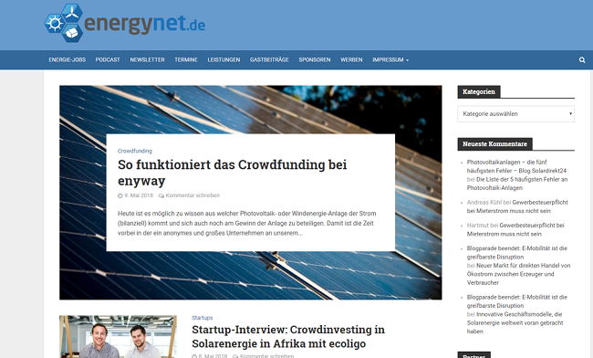 Screenshot Energieblog energynet.de